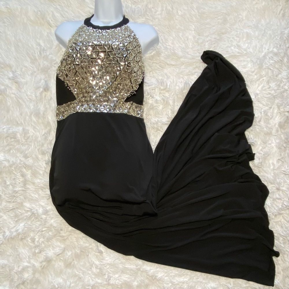Swing Women’s Black Jewel Embellished Formal Dress Size 10 NWOT Elegant Evening